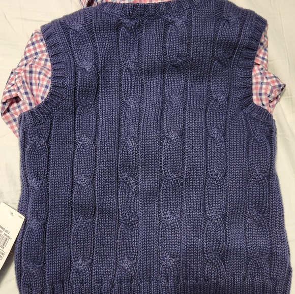 Chaps Baby Boy Sweater Vest & Shirt Set BNWT 12M - Picture 2 of 2